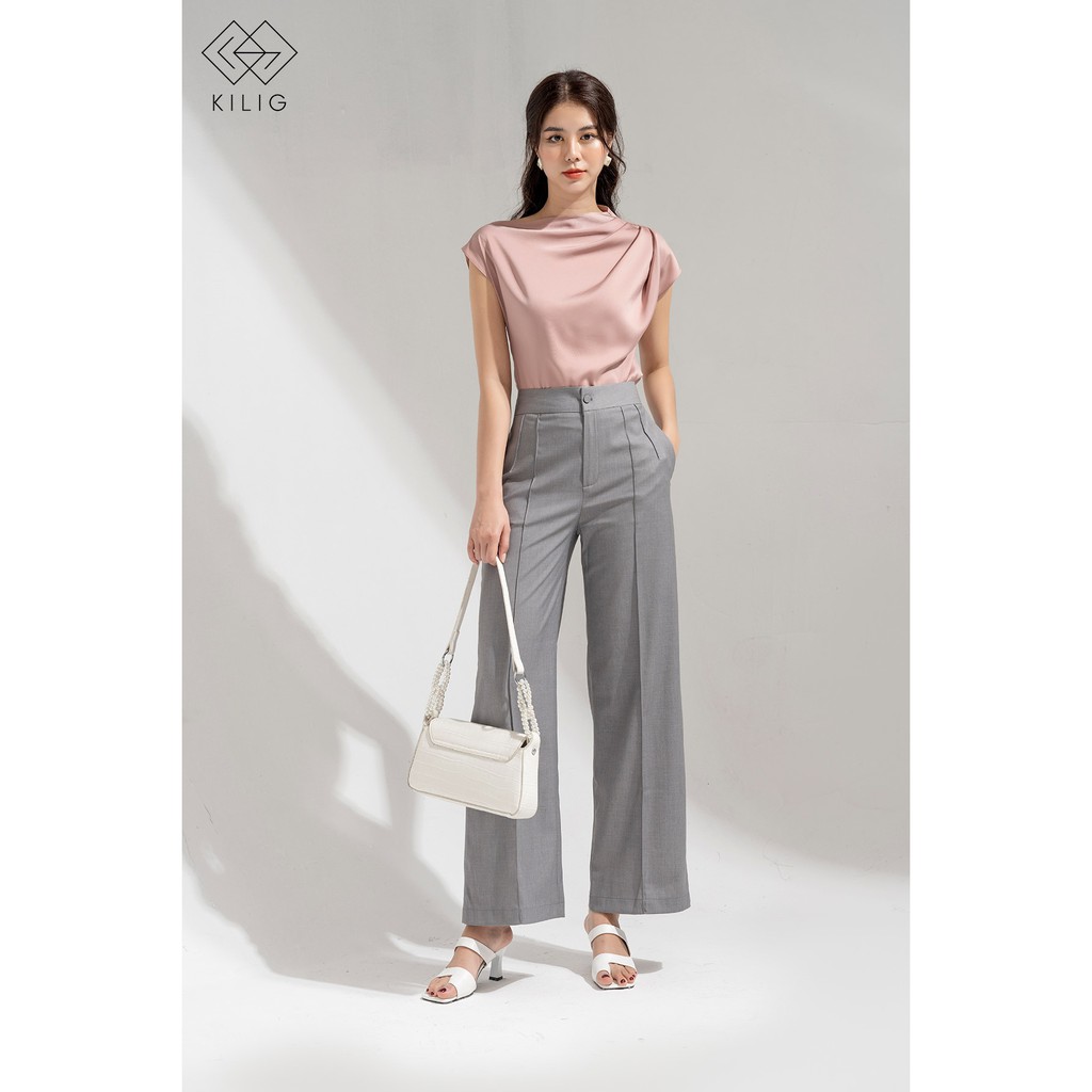 Áo sơ mi lụa thiết kế lệch vai, mix & match với các kiểu dáng quần hay chân váy đều phù hợp