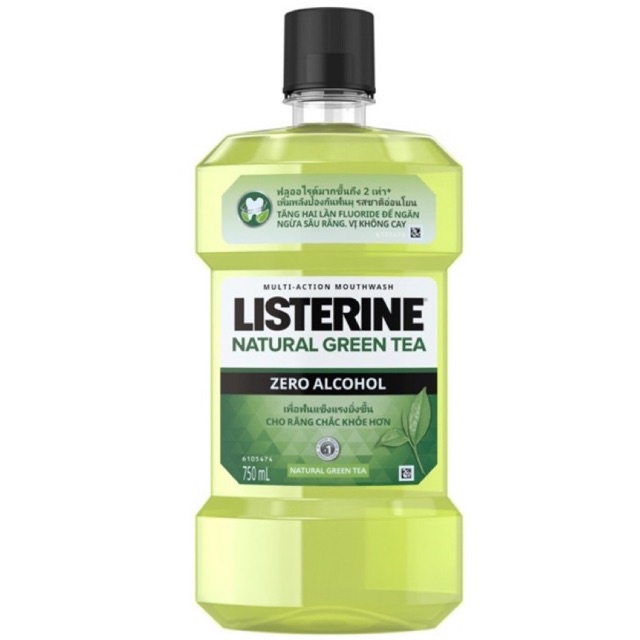 Nước súc miệng ngừa sâu răng Listerine Zero Alcohol Trà Xanh 750ml vị không cay