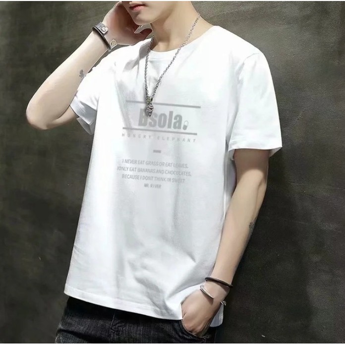 Triple A💕Korean version of the 2021 new short-sleeved T-shirt men's trend slim bottoming shirt youth plus size round neck t-shirt trend