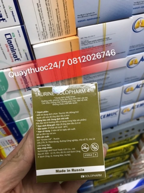 DUNG DỊCH NHÃN KHOA TAURINE SOLOPHARM (20 ống)