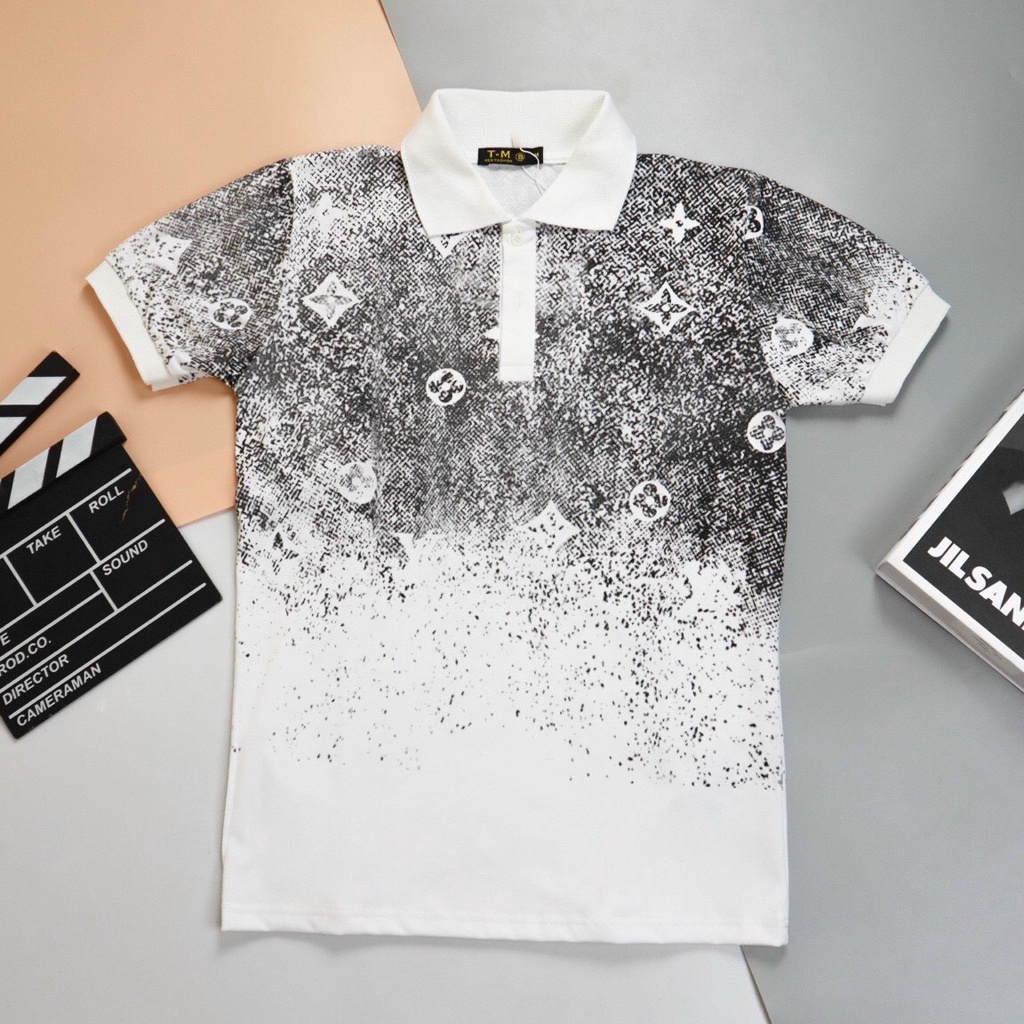 Áo thun polo nam có cổ tay ngắn họa tiết LV siêu đẹp mẫu mới nhất chuẩn shop giá rẻ