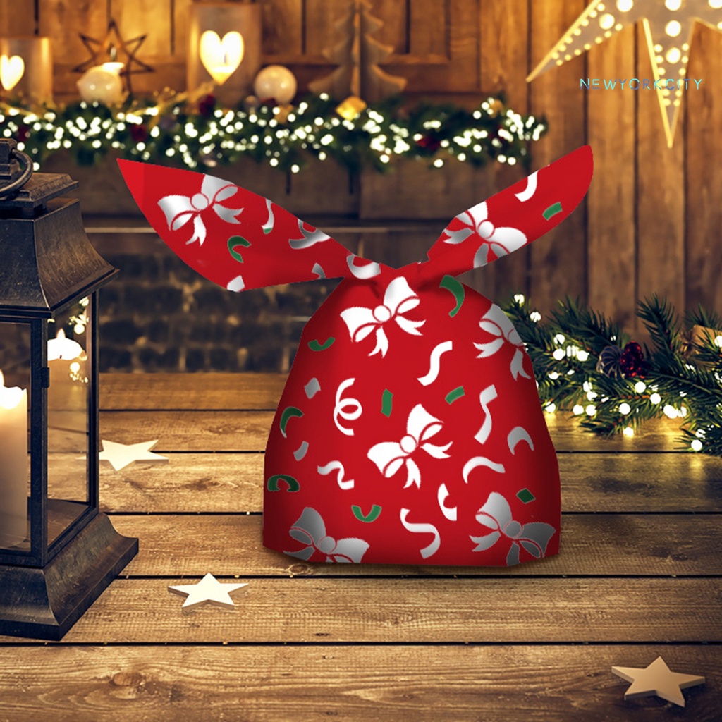 Set 10 Túi Nhựa Đựng Kẹo Thiết Kế Thắt Nút Độc Đáo Trang Trí Giáng Sinh Năm Mới