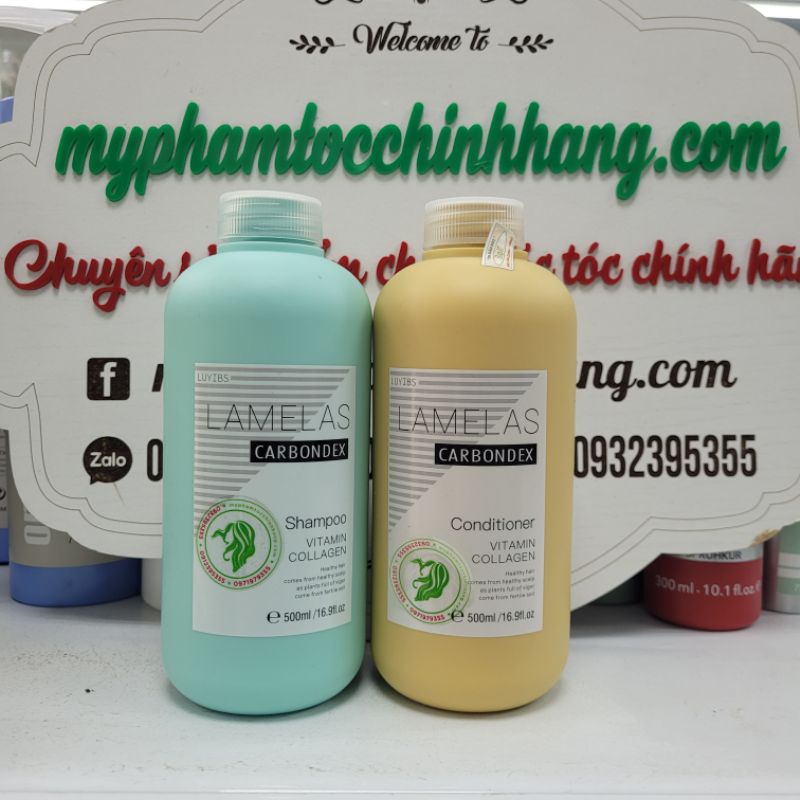 Bộ Dầu gội xả phục hồi LAMELAS-CARBONDEX, siêu mềm mượt - siêu lưu hương 500ml