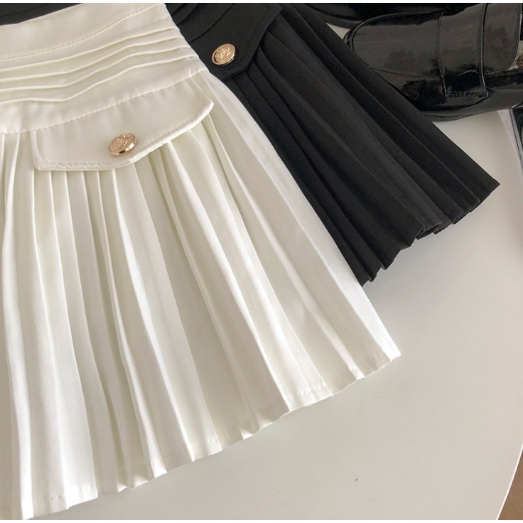 Chân váy xếp ly bé dáng chữ A phối khuy | BigBuy360 - bigbuy360.vn