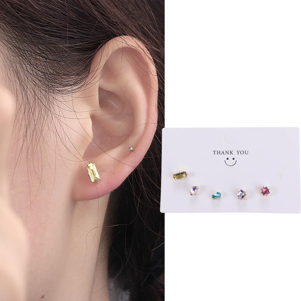 Bộ 5 Bông Tai Đinh Tán Không Gây Dị Ứng Thời Trang Cho Nữ|Trang Sức Thời Trang