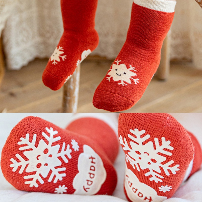 Vớ Cotton Chống Trượt Giữ Ấm Cho Bé Trai Gái Mừng Năm Mới