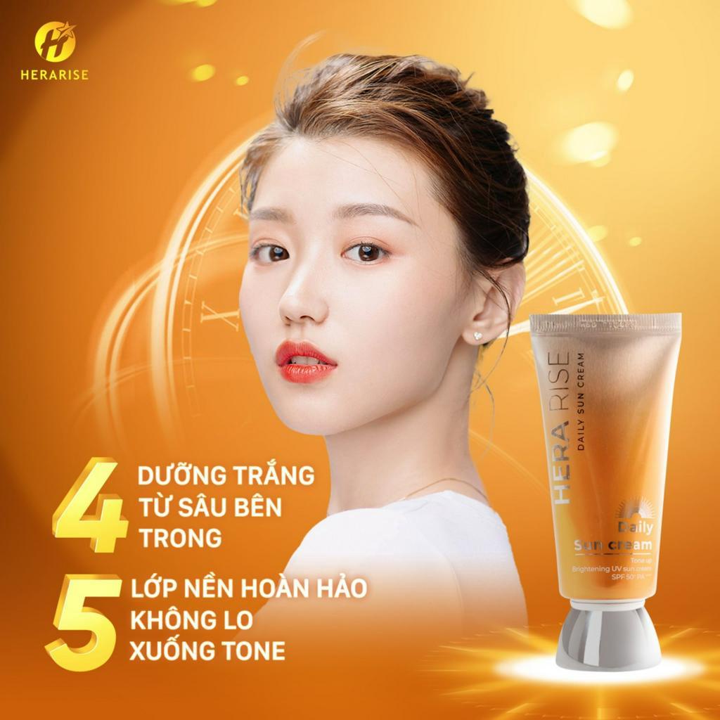 Kem chống nắng nâng tone Herarise Daily Sun Cream, kem chống nắng kết hợp vật lý hoá học ưu việt chống UV 50+