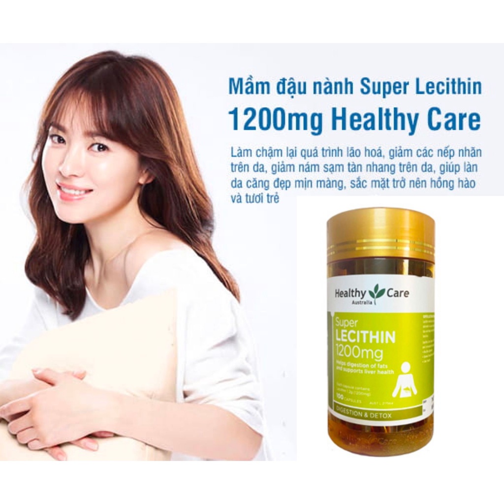 Viên Uống Mầm Đậu Nành Healthy Care Super Lecithin Đào Thải Độc Tố Gan, Cân Bằng Nội Tiết Tố 100 Viên