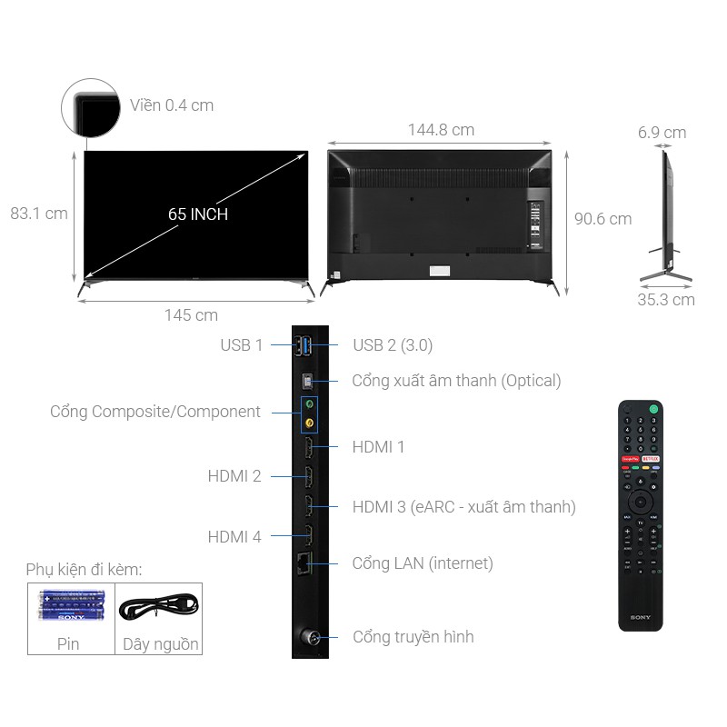 Android Tivi Sony 4K 65 inch KD-65X9500H