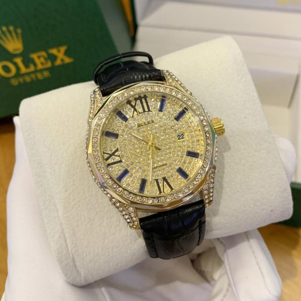 Đồng hồ nam Rolex full diamond dây da size 42 cao cấp DH515 Trangmoon106