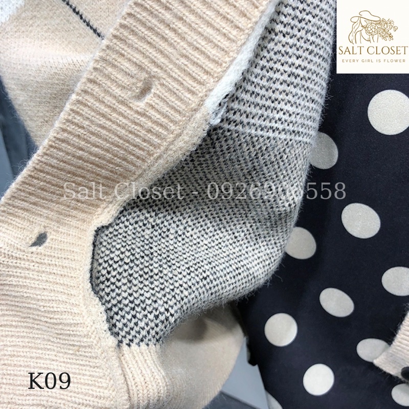 Áo cardigan nữ hoạ tiết caro chất liệu len - K09 | BigBuy360 - bigbuy360.vn