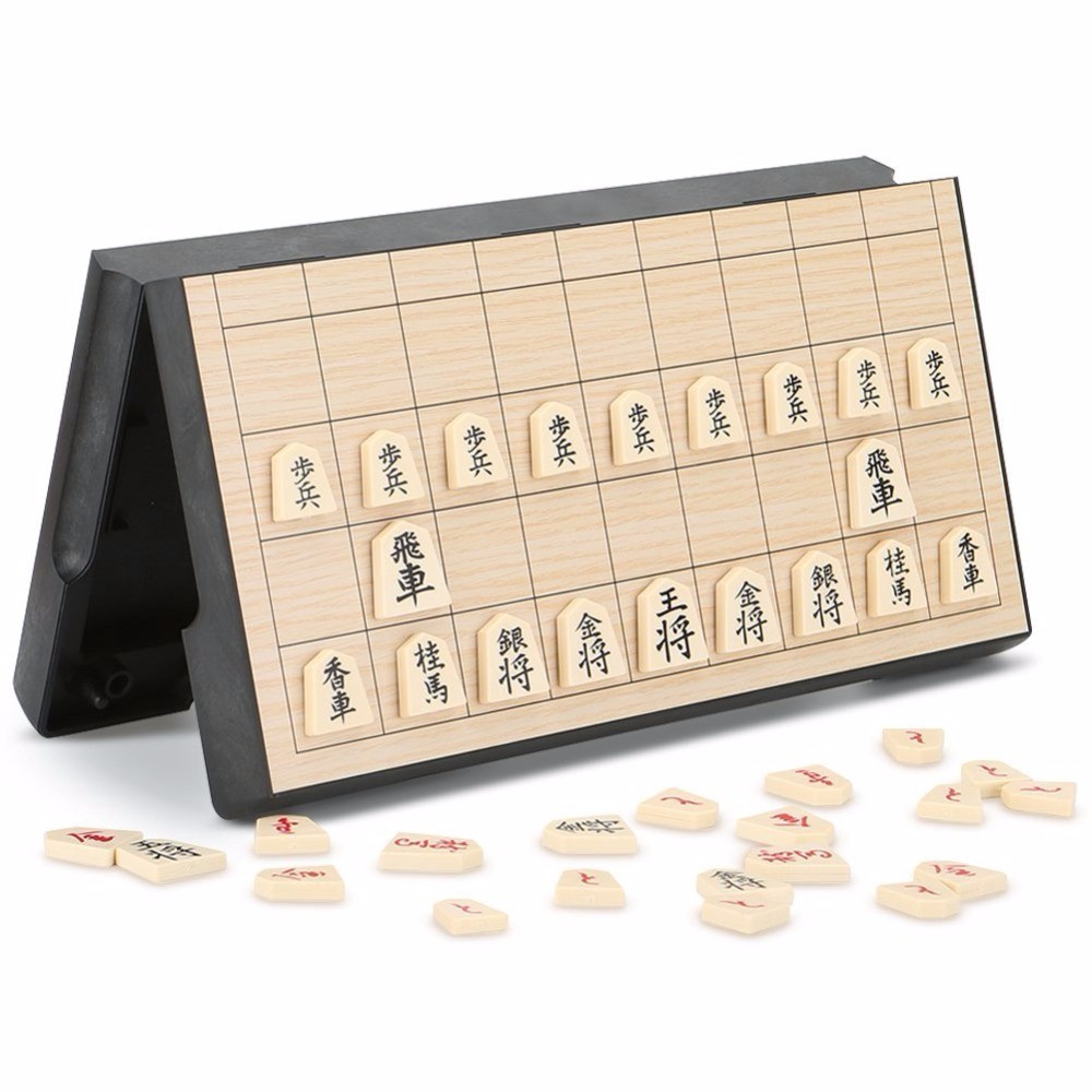 Magnetic Folding Shogi Set Boxed Portable Japanese Chess Bộ cờ tư tính dạng gấp phong cách Nhật Bản 25x25x2cm
