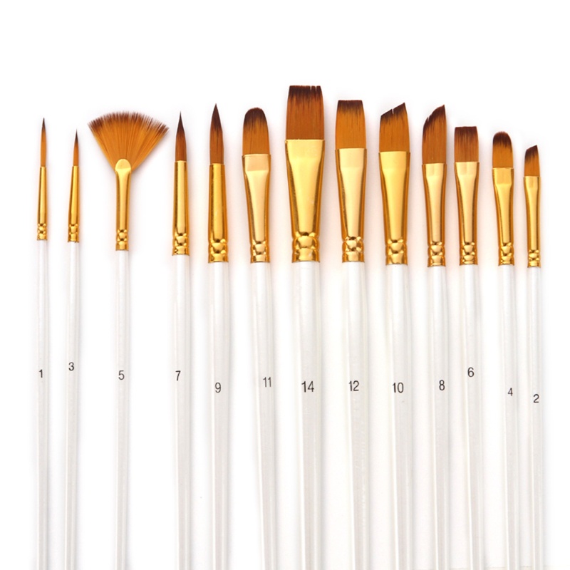 Set 13 Cọ Vẽ Tranh Sơn Dầu Cán Gỗ Nylon