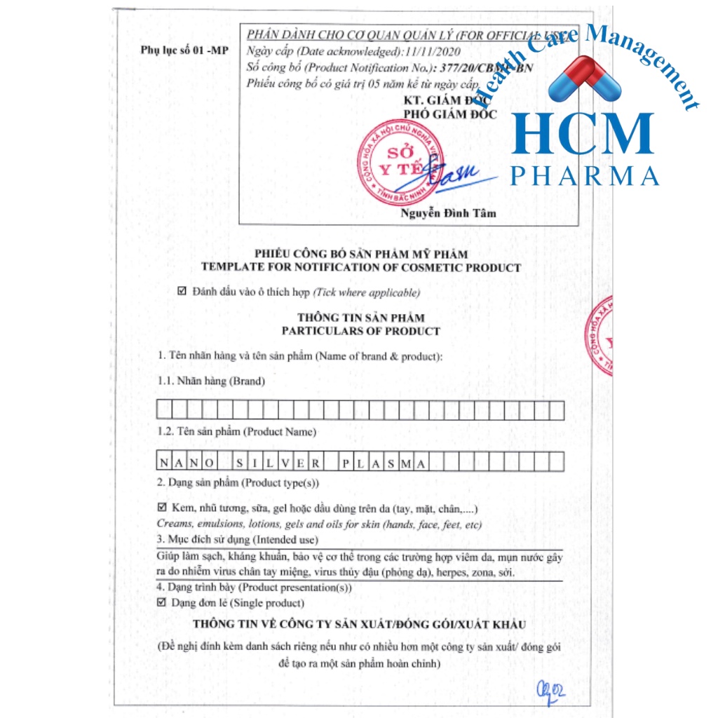 Hỗ trợ tay chân miệng ở trẻ em kem bôi da NANO SILVER PLASMA tuýp 30g dùng khi thủy đậu, sởi, zona HCM PHARMA DHG10