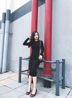 Váy len body