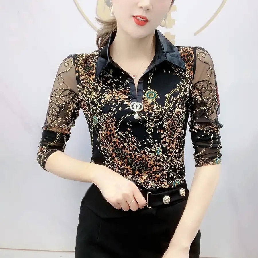 Áo Thun Dáng Ôm Thiết Kế Rỗng Đính Đá Thời Trang Thu Đông 2021 Cho Nữ