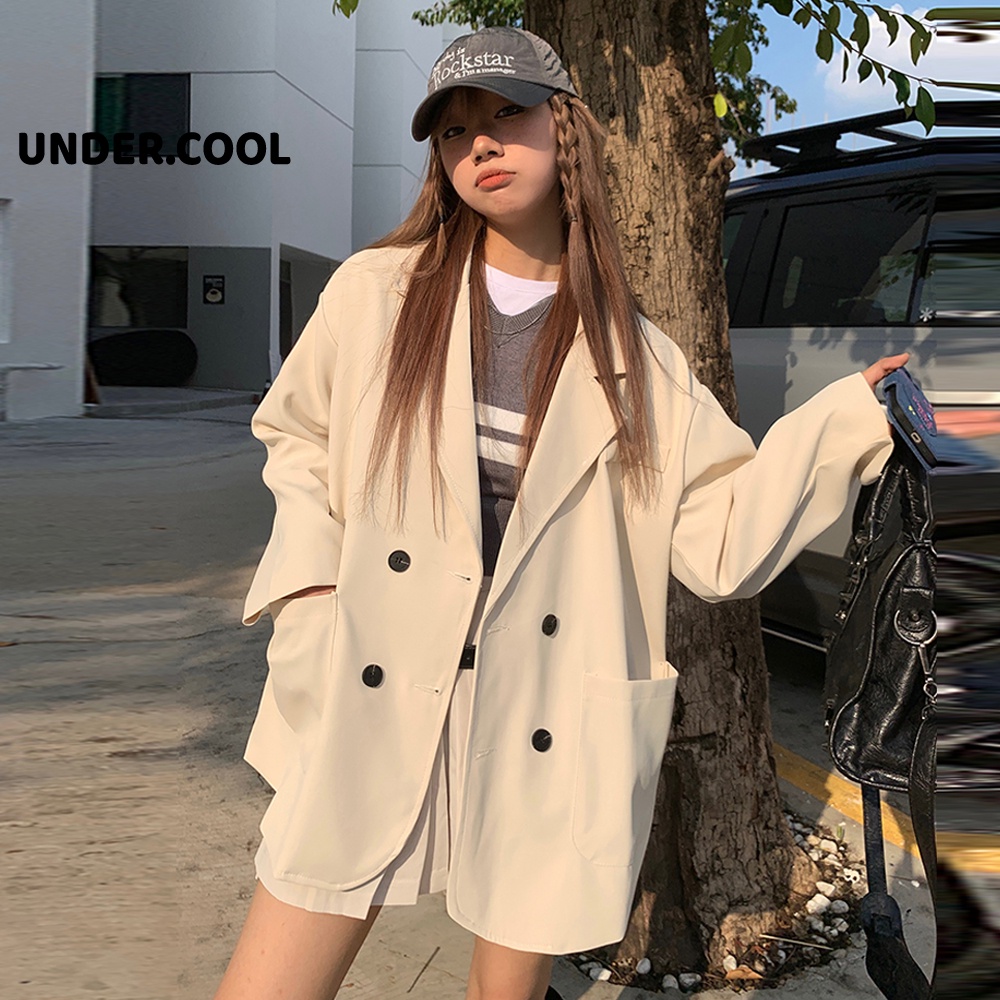 Áo Blazer Nữ UNDERCOOL Tay Dài Trơn Form Rộng Trẻ Trung - Áo vest khoác ngoài 1 lớp
