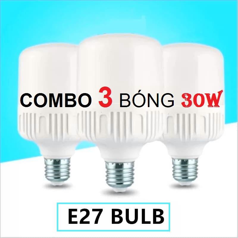 [Sĩ] Bộ 3 bóng đèn Led trụ 30W Siêu sáng - tiết kiệm điện (Ánh Sáng Trắng/Vàng)