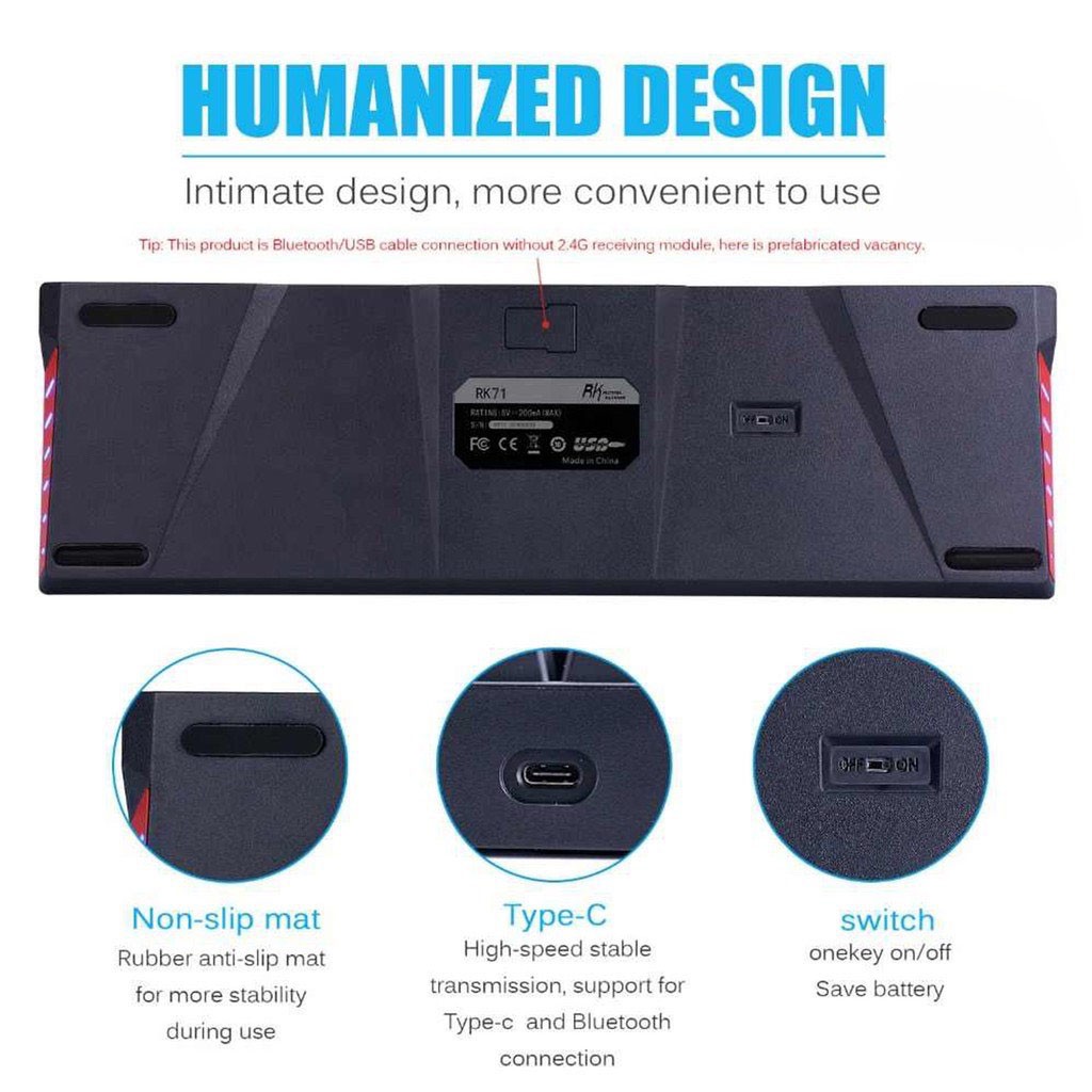 HOTSWAP RK71 PRO - Bàn phím cơ không dây mini 71 phím , kết nối Wireless 2.4Ghz - Bluetooth 5.1 - Cáp Type C | BigBuy360 - bigbuy360.vn