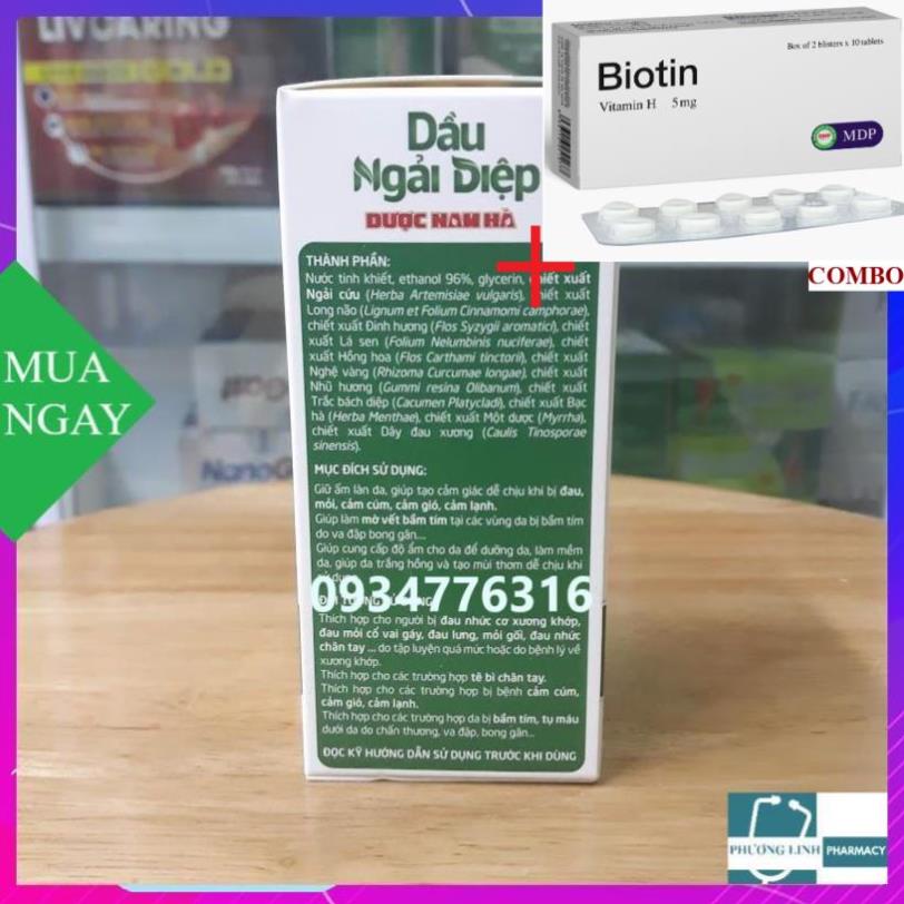 Combo Biotin 5mg+ Dầu ngải diệp Dược Nam Hà chai 50ml ( Chính hãng )