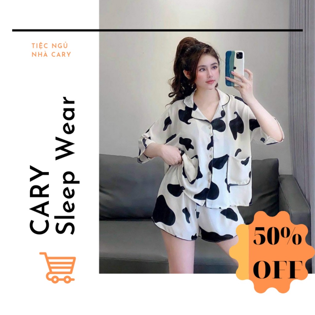 Đồ bộ nữ ngủ pijama CARY, bộ ngủ cánh dơi áo cộc quần đùi mặc nhà dễ thương bigseize mùa hè