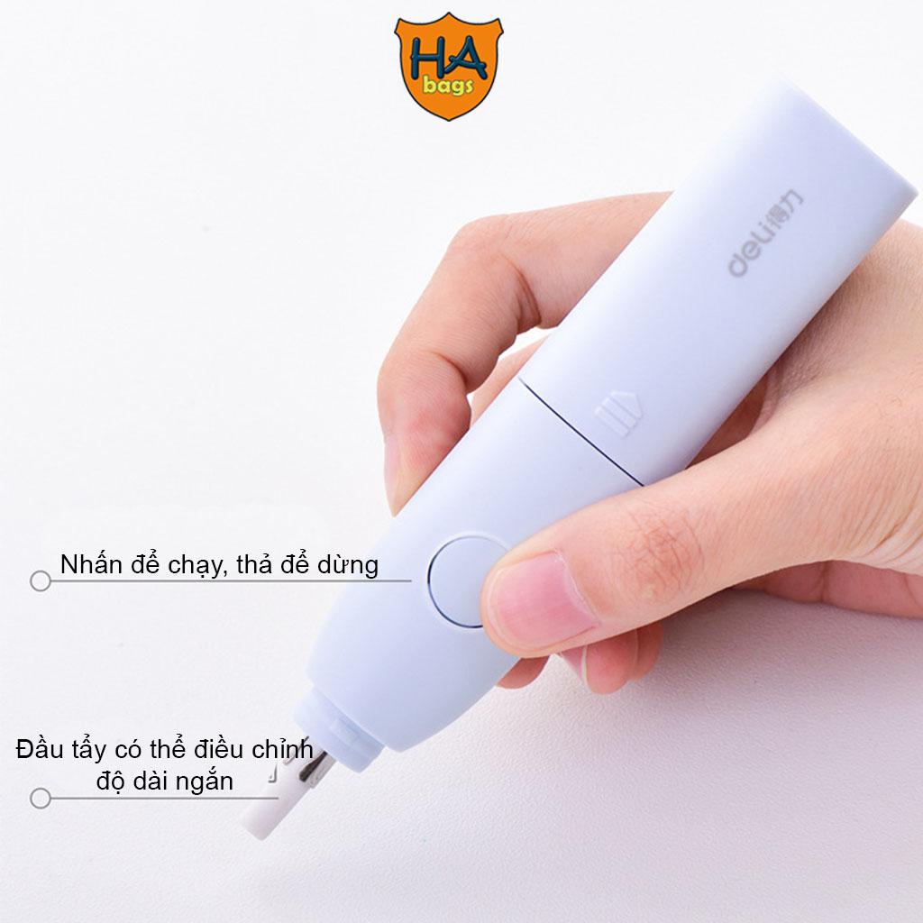 Bút tẩy chì dùng pin cho học sinh mẫu giáo và tiểu học tẩy nhanh, sạch, không rách giấy HB1011 sẵn pin và 10 lõi tẩy gôm