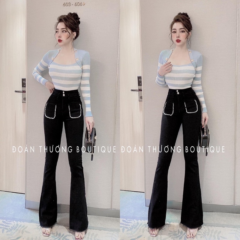 áo len dệt kim vạt tôm cổ vuông mix khuy sang chảnh (1300#)