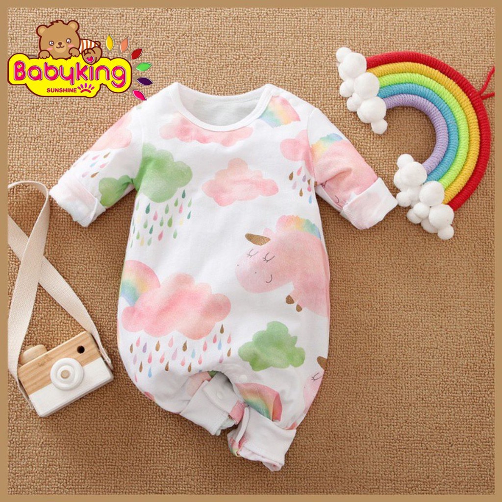 BodySuit,áo liền quần dễ thương dài tay kiểu mây bảy màu cho bé gái (1992),cotton 100%,thương hiệu Aiueo Nhật Bản.