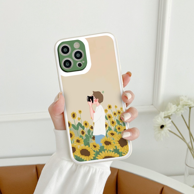 Ốp lưng iphone Cặp đôi hoa dương ốp dẻo cạnh vuông ip 6 7 8 plus x xr xsmax 11/12/13promax tr001