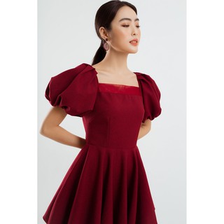 Đầm bí đỏ tay phồng EDINI