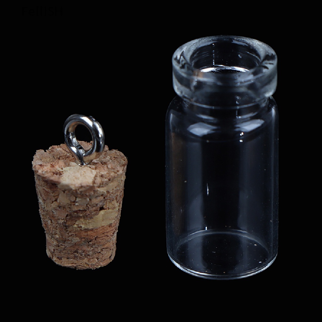 [Fel] 10Pcs Mini Glass Bottles Small Vials Cork Glass Jars Multi Usage Cork Wish Glass COD