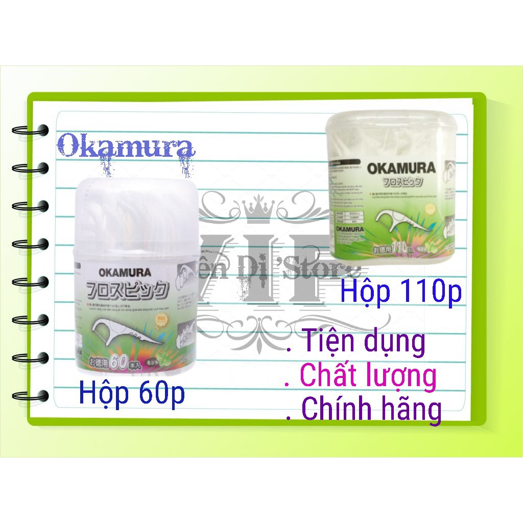 Okamura Hộp tăm chỉ kẽ răng AH-OK 60 cây/ 110 cây.