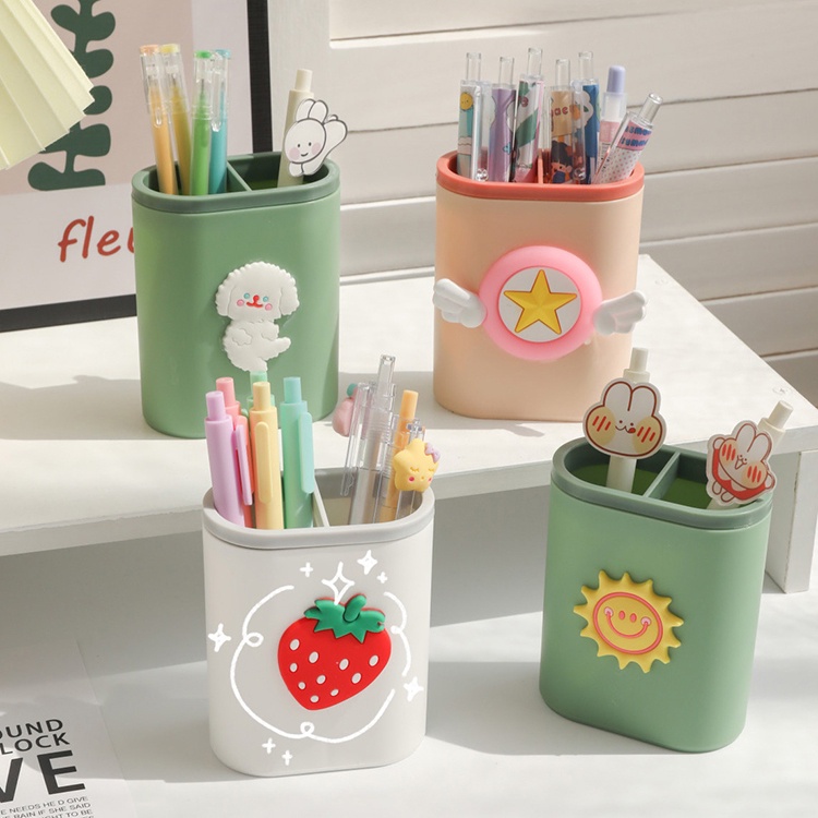 Ống Đựng Bút Cắm Bút Để Bàn Hai Ngăn