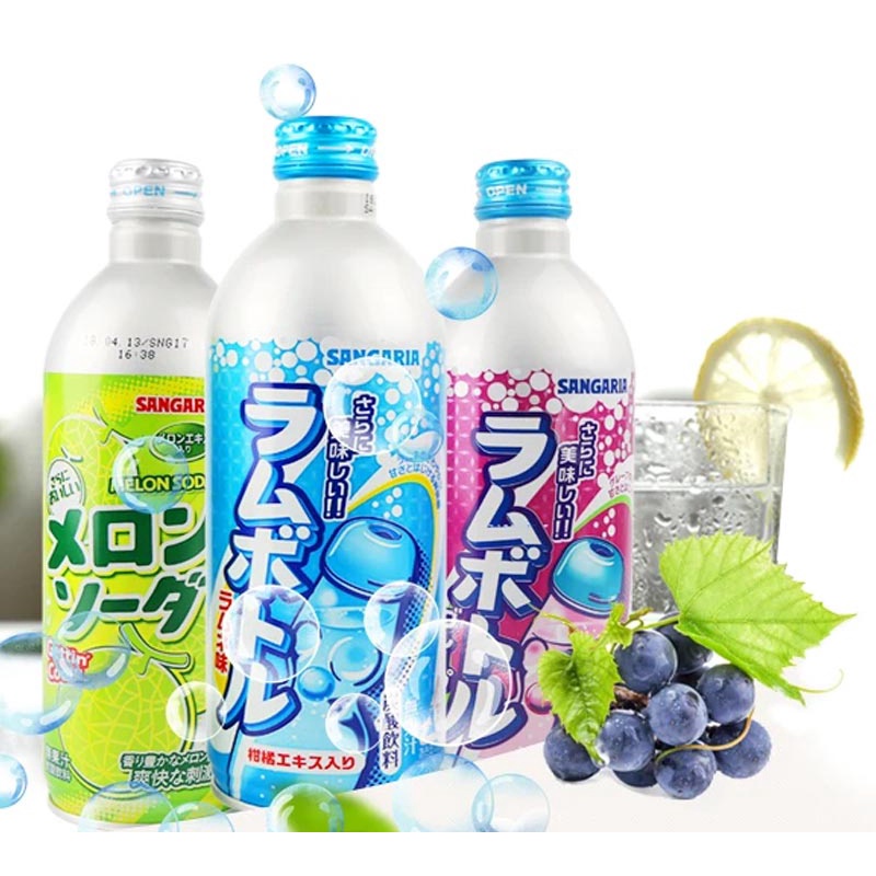 Nước giải khát soda Nhật Bản vô thơm ngon có 3 mùi vị: tự nhiên, dưa lưới, nho