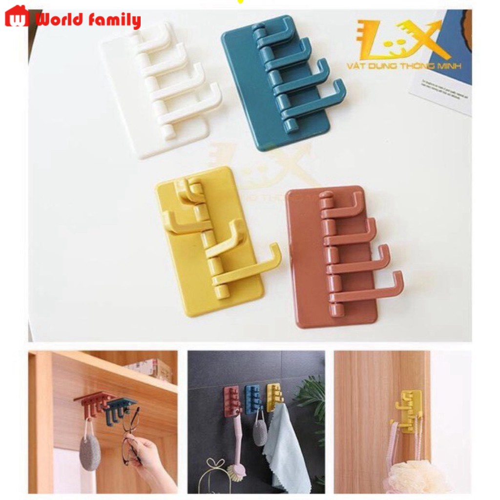 Móc Treo Đồ Dán Tường Đa Năng 4 Chấu Hình Cây Thông - Treo Chìa Khóa, Vật Dụng, Quần Áo