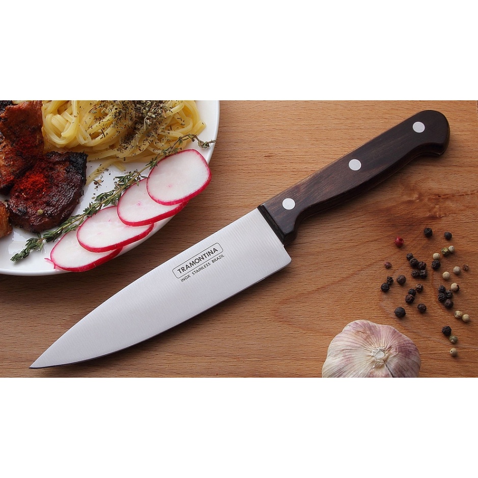 Dao bếp Polywood Tramontina chất liệu thép không gỉ - Nhập khẩu Brazil