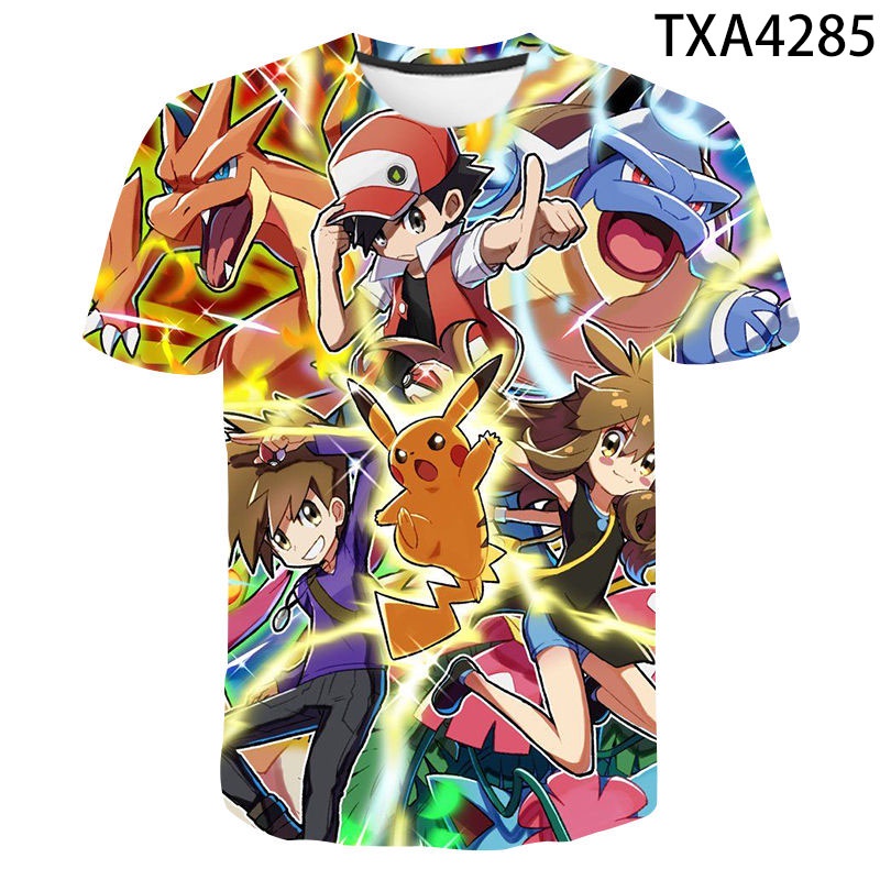 Áo Thun Ngắn Tay In Hình Pokemon 3d Dễ Thương Dành Cho Các Bé