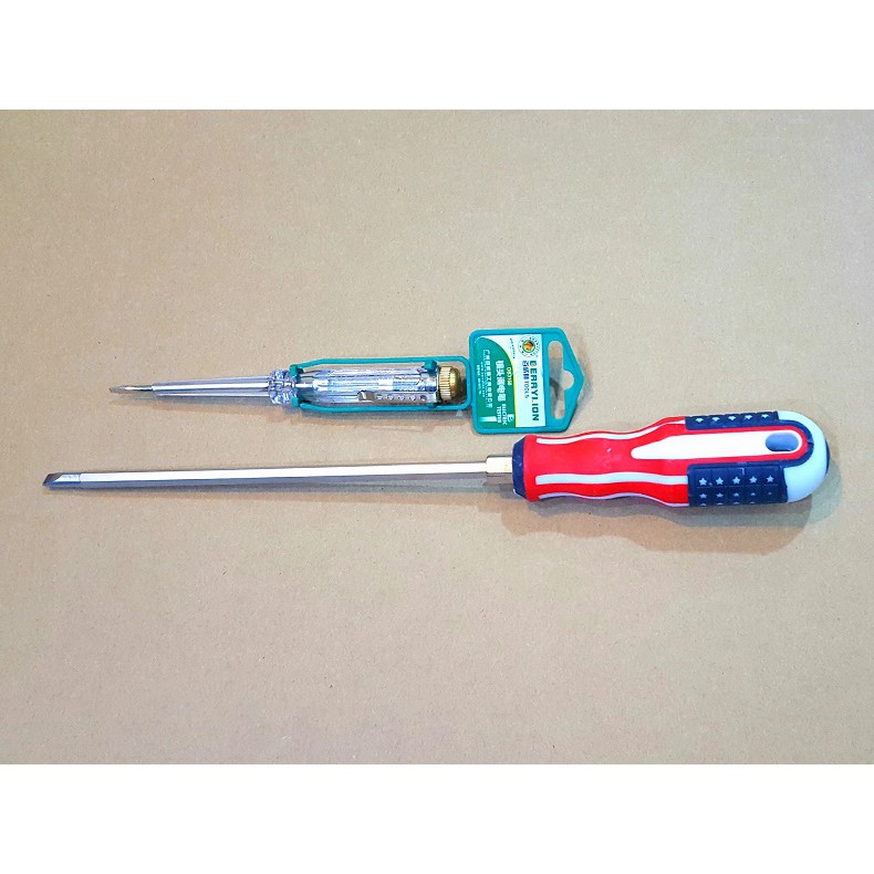 Bộ 2 Tua vít : Vít thử điện &amp; Vít 2 đầu cán cờ Mỹ