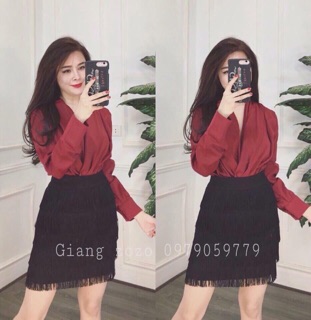 Áo cổ đắp chéo sang chảnh