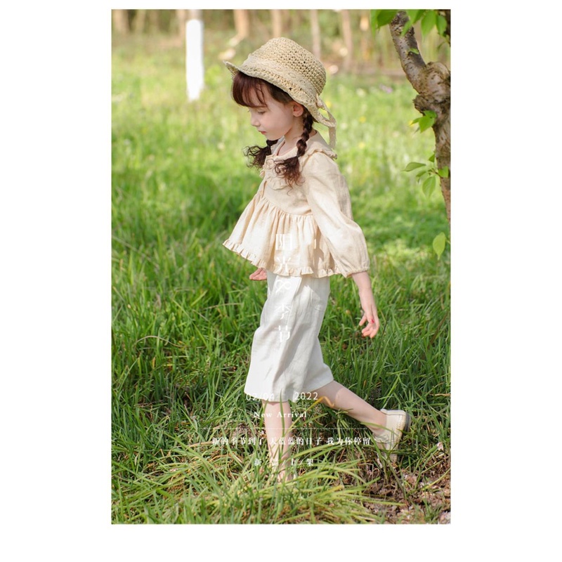 Áo Sơ Mi Tay Dài Cổ Búp Bê Phối Ren Thời Trang Xuân Thu Kiểu Pháp Mới Cho Bé Gái