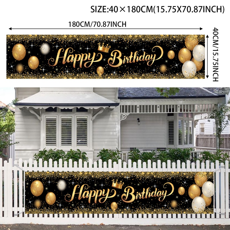 Dây Treo Trang Trí Tiệc Sinh Nhật 40*180cm In Chữ Happy Birthday