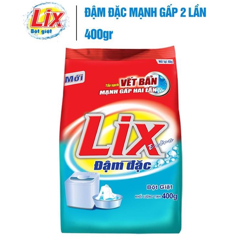 Bột Giặt LIX Extra Đậm Đặc 400G - Tẩy Sạch Vết Bẩn Mạnh Gấp 2 Lần