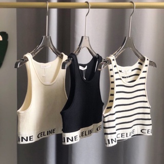 Áo 3 lỗ croptop len gân Ce.li.ne