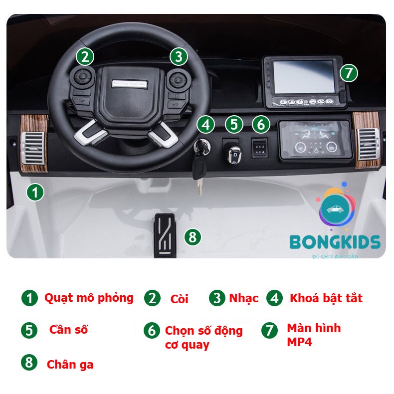 Xe ô tô điện trẻ em 2 chỗ rộng DKRR999🔥BH 12 THÁNG🔥ghế da, bánh cao su, bản quyền Range Rover, sơn tĩnh điện, tải 60kg