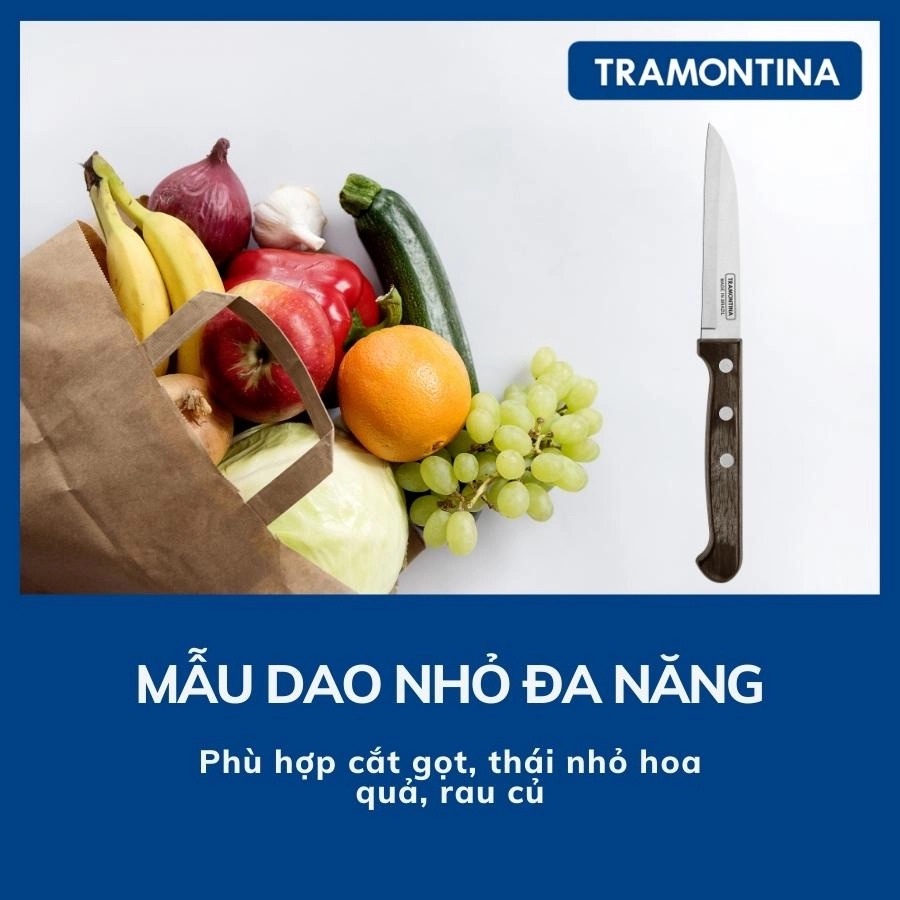 Bộ dao Polywood gồm dao chặt, thái, gọt chính hãng Tramontina Brazil