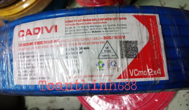 50m dây điện đôi 2 lớp vỏ bọc VCmo2x4,0(2x56)cadivi