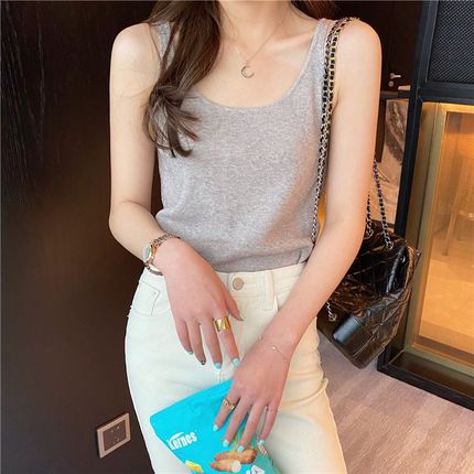 Áo Dệt Kim Sát Nách Thời Trang Hàn Quốc Quyến Rũ Cho Nữ