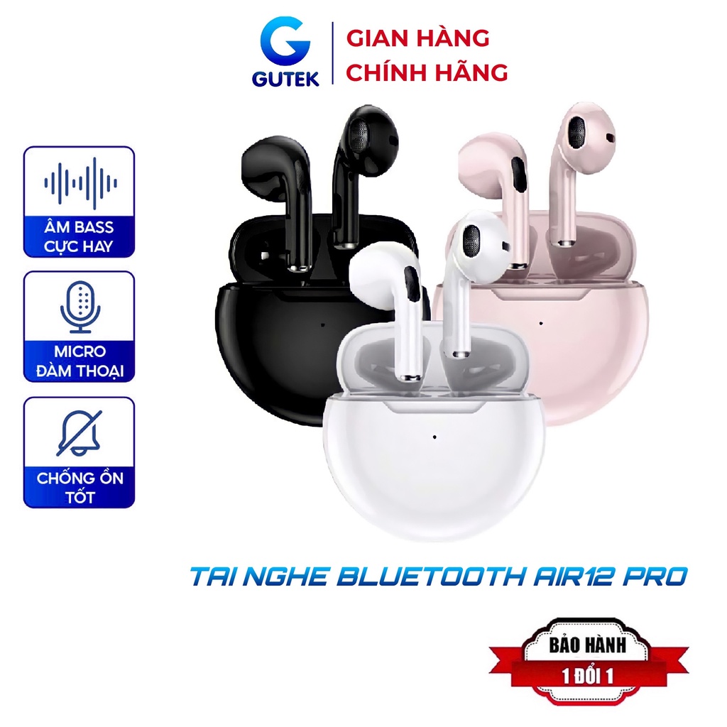 Tai nghe bluetooth không dây Gutek Air12 Pro cảm ứng mic đàm thoại chống ồn tốt âm thanh HIFI