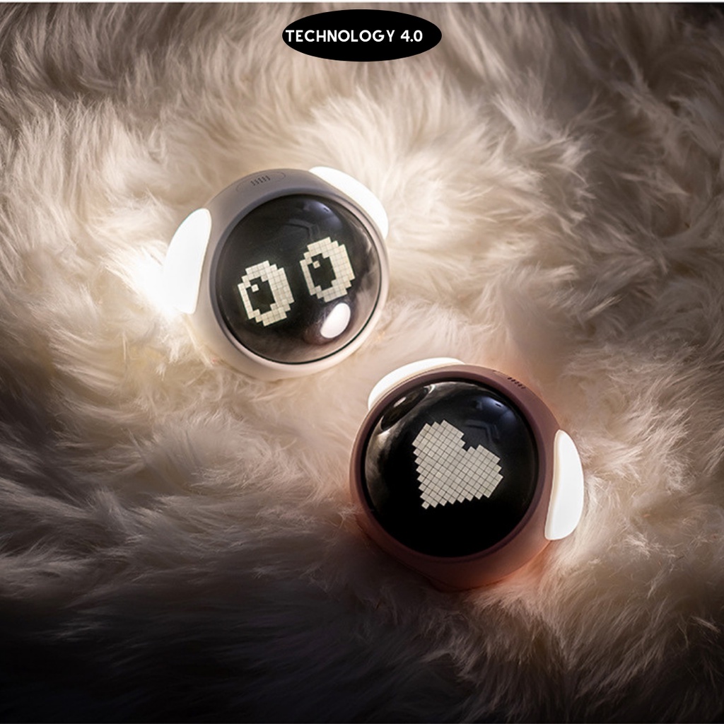 Đồng hồ báo thức,đồng hồ để bàn hiển thị cảm xúc emoji cảm biến âm thanh,đèn ngủ cute trang trí Xiaomi