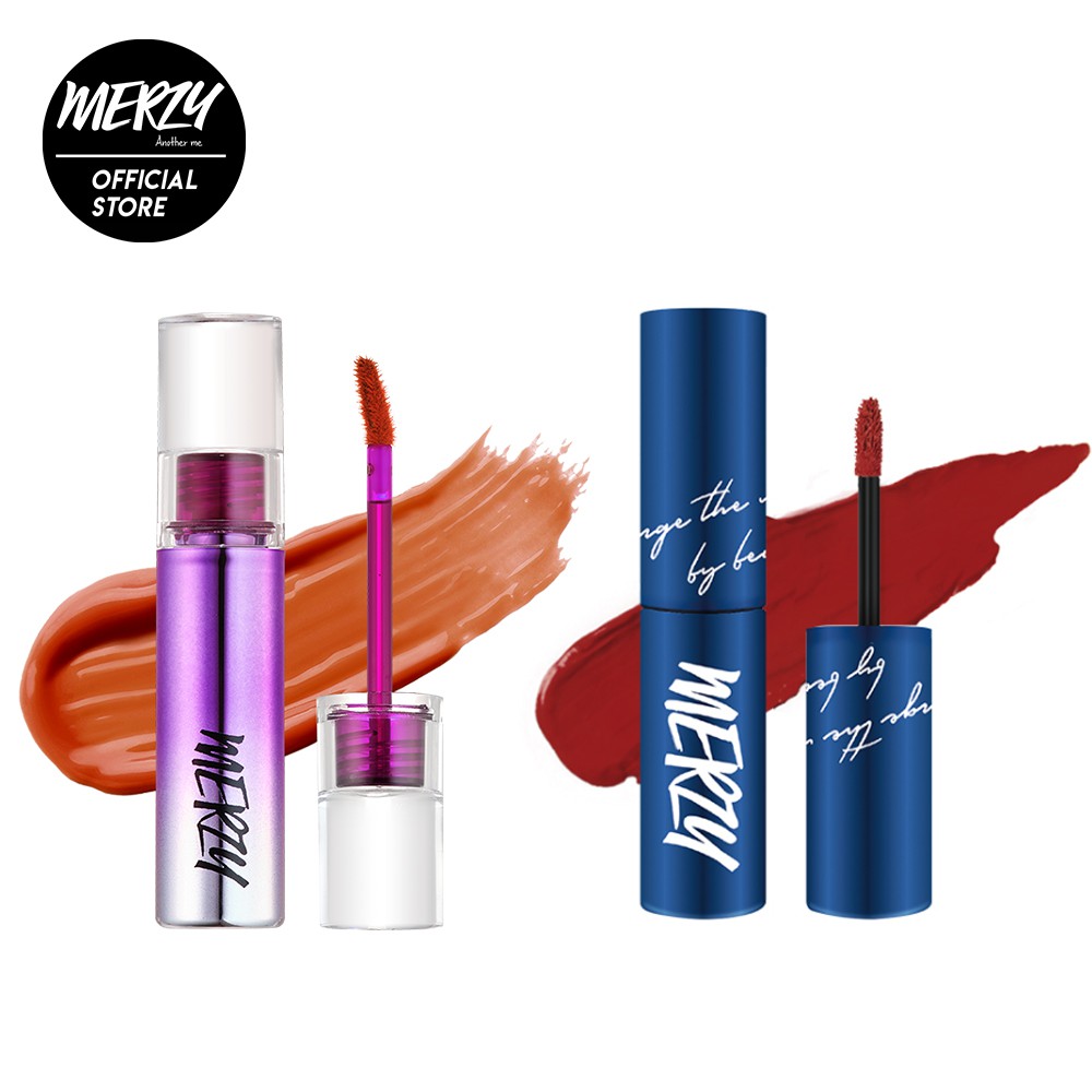 Combo son xinh Merzy Aurora Dewy Tint 5,5g + son Merzy The First Velvet Tint Limited Edition V6 Blue 4,5g